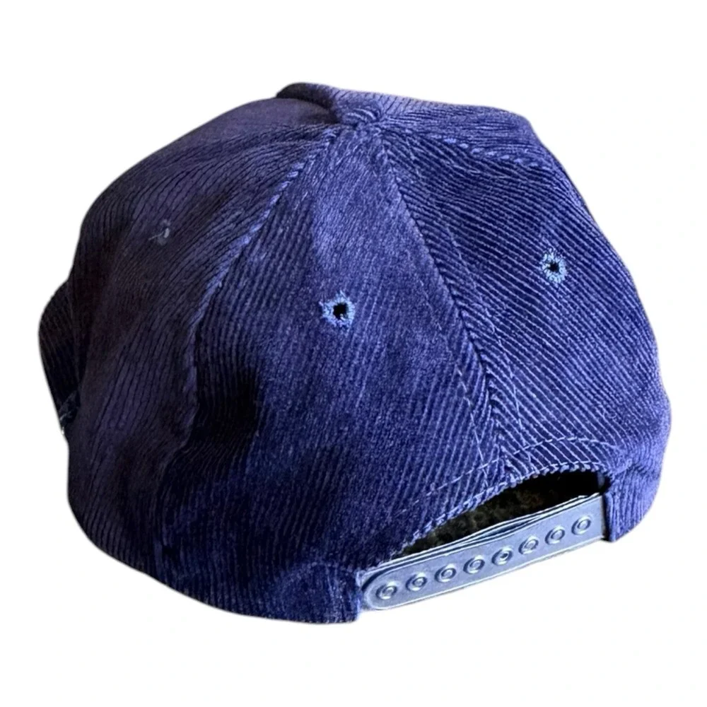 Vintage Wampler Longacre Blue Corduroy Snapback Cap Food Chicken Poultry Hat